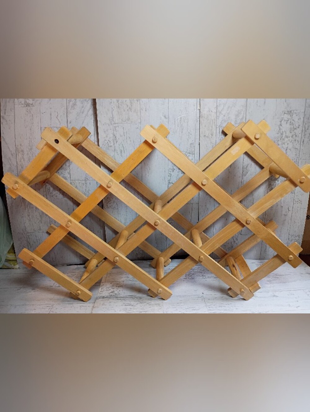 Vintage Folding Solid Wood Wine Rack Towel Holder Natural brown